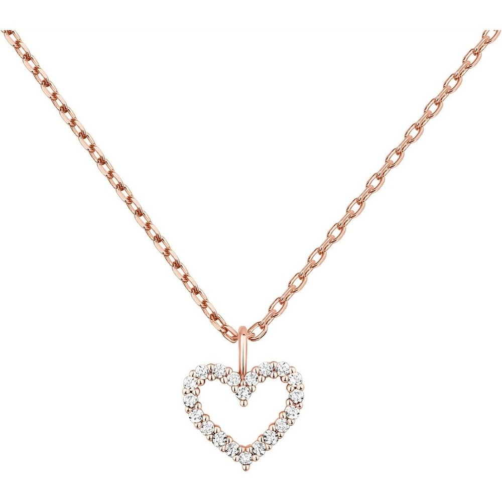Women 14K Gold Plated Cubic Zirconia Heart Cute Dainty Love Pendant Necklaces